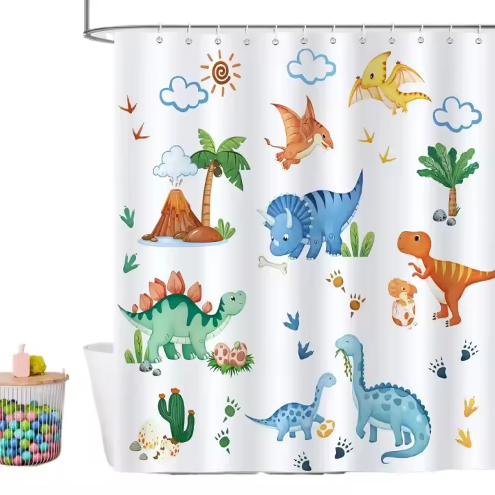 Cortina de Ducha de Animales de Dibujos Animados ABC para Niños Decoración de Baño Colorida - 1