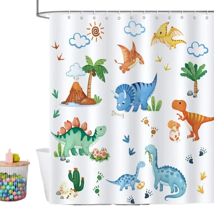 Cortina de Ducha de Animales de Dibujos Animados ABC para Niños Decoración de Baño Colorida - 1
