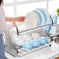 Escurridor de platos práctico en forma de S de 2 niveles, estante de secado de platos de Metal que ahorra espacio, escurridor de tazas estable, encimera - details 7