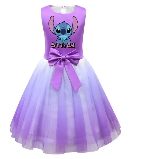 Disfraz de Lilo Stitch para niñas, vestido plisado de dibujos animados, falda de princesa, regalos de fiesta - 1