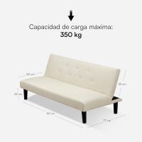 Sofá Convertible en Cama Sofá de Reclinamiento con Patas de Plástico para Sala de Estar, Dormitorio de Invitados 93 cm de Apertura, 167x70x77 cm (Crema) - details 2