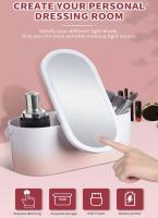 Espejo de maquillaje iluminado con estuche de almacenamiento, luz LED recargable, portátil, caja de belleza - details 2
