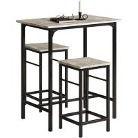 Juego de Mesa Comedor Conjunto de Mesa Alta de Bar con 4 Taburetes y 1 Mesa Gris - details 43