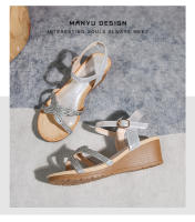 Nuevas sandalias de moda con diamantes de imitación, versión coreana, plataforma y tacón de cuña para mujer - details 46