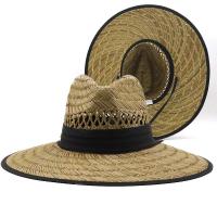 Simple trabajo hecho a mano mujeres hombres playa sombrero para el sol al aire libre ancho Jazz Panamá paja salvavidas mujeres sombrero de verano - details 2