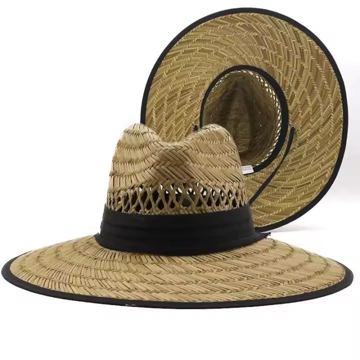 Simple trabajo hecho a mano mujeres hombres playa sombrero para el sol al aire libre ancho Jazz Panamá paja salvavidas mujeres sombrero de verano - 1