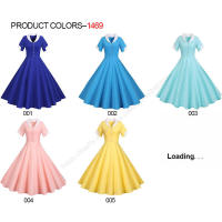 Women summer vintage a line short sleeve solid midi elegant casual party dress - details 1