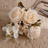 DIY decoración de jarrón, ramo de rosas artificiales de tacto Real, elegantes flores de rosas de seda hechas a mano, plantas falsas de lujo para sala de estar y escritorio - details 5