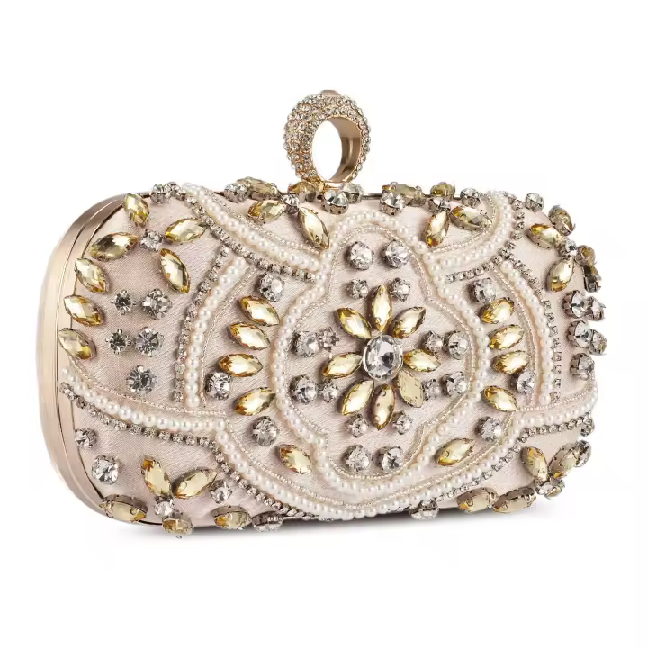 Bolso de Noche de Diamantes Hecho a Mano Bolso de Mano con Reloj de Diamantes para Mujer - 1