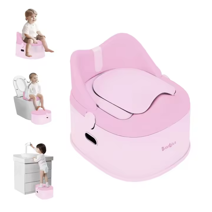 Inodoro de Entrenamiento 3-en-1 Asiento de Entrenamiento para Niños Escalera de Entrenamiento para Hacer Pee-Pee Para Niños y Niñas Gris - 1
