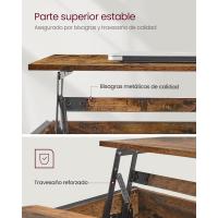 Mesa de Central con Tablero Elevable Estilo Rústico Marrón y Negro Ideal para Dormitorio con Espacio Abierto y Oculto Forma de X - details 5