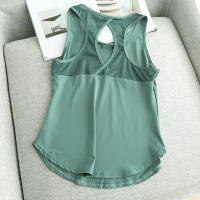 Camiseta de verano para mujer, malla de secado rápido, sin espalda, informal, versátil para Yoga, Fitness, correr - details 3