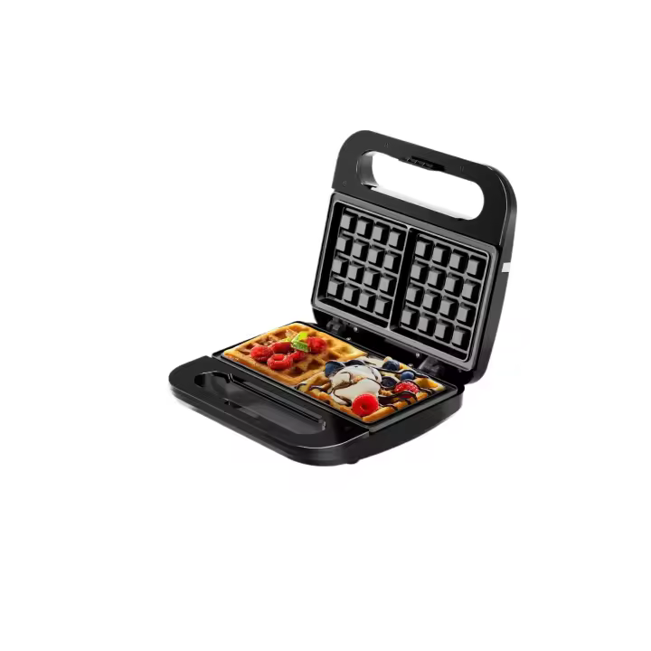 Máquina para hacer gofres 750W, máquina para hacer gofres personal, máquina para hacer gofres pequeña, máquina para hacer gofres antiadherente, mango de tacto frío, pequeño electrodoméstico automático para cocina, celebración de reuniones familiares, past - 1