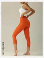 MOVING PEACH Pantalones de Capri Deportivos para Mujeres Cintura Alta Amigables con la Piel para Entrenamiento en el Gimnasio con Bolsillo Oculto Material Exterior 75% Nylon + 25% Spandex Adecuado para Yoga y Extensión - details 7