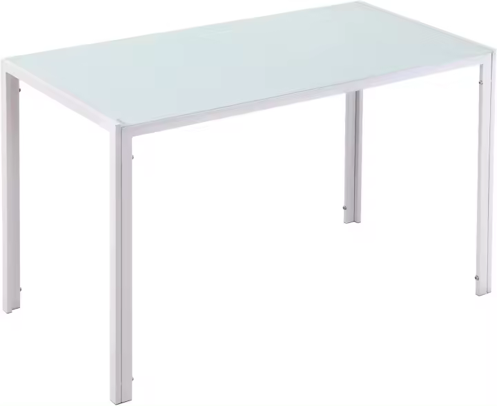 Mesa de comedor de cristal rectangular para 4-6 personas con patas de metal multifuncional para cocina/salón 120x60x75 cm negro - 1