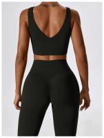 Traje de Yoga Deslizante para Mujer Entrenamiento de Baile Secado Rápido Fitness y Ocio Conjunto de Deporte de Dos Piezas Chaleco+Pantalones - details 29