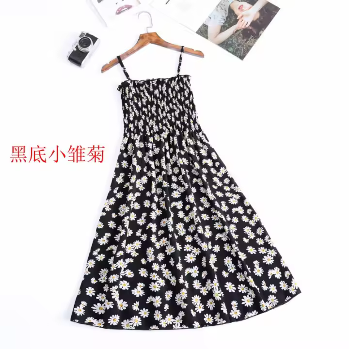 Vestido floral con tirantes, falda estampada con diseño de gasa nueva para mujer - 1