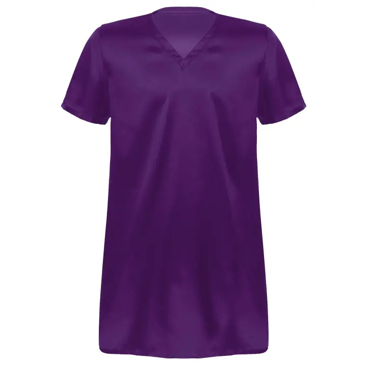 Camisón de satén para hombre y mujer, ropa de dormir de manga corta con cuello en V, ropa de dormir para el hogar, ropa de dormir con abertura lateral, albornoz para dormir - 1