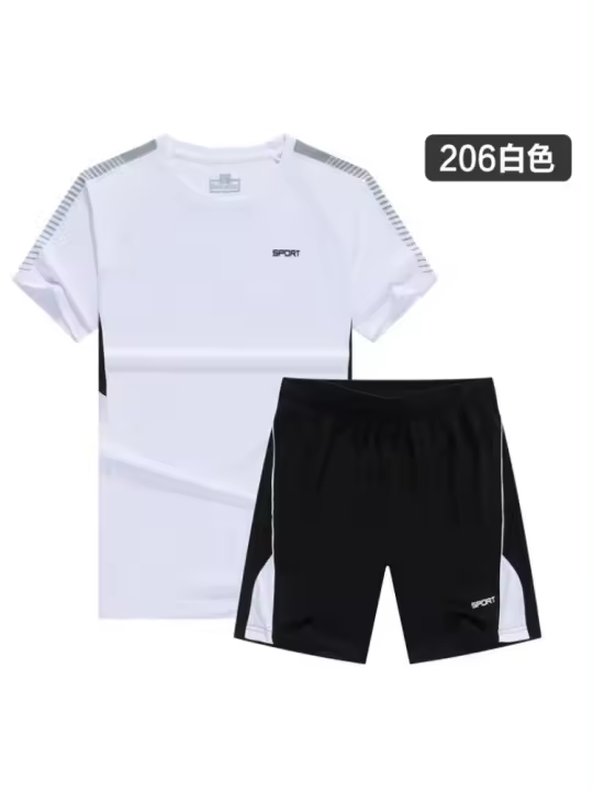 Traje deportivo de verano para hombre, de secado rápido, transpirable, holgado, ropa para correr, traje de fitness, traje informal, camiseta para hombre - 1