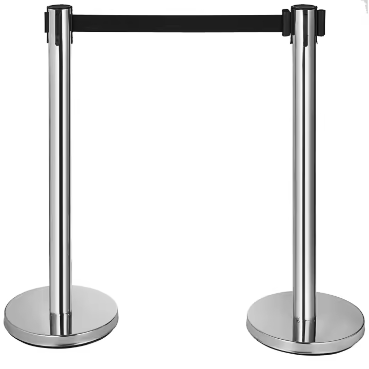 SucceBuy Paquete de 6 postes de control de multitudes, con cinturón retráctil 3CS y base rellenable - 1