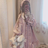 Lencería Lolita para mujer estilo Haruku japonés con volantes y mangas largas vestido de muñeca informal con cintura imperio talla - details 14