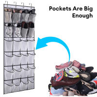 Organizador De Zapatos De 24 Compartimentos En Red Para Pared Estantería De Almacenamiento De Bolsas De Armario Malla Transparente Para Colgar En Puerta Caja De Tela - details 1
