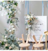 Decoración al por mayor de fábrica con flores, arco de flores de seda azul para telón de fondo de boda - details 3