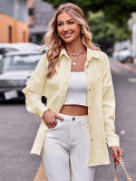 Blusa lisa de manga larga para mujer, camisa elegante con cuello vuelto, moda informal de oficina, nueva para primavera y otoño 2023 - details 2