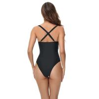 Traje de baño de una pieza acolchado vintage para mujer, elástico de corte alto con control de barriga, traje de baño con cuello cuadrado - details 22