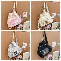 Mochila transparente de nailon con cordón, mochila informal Ita con insignia dulce, mochila ligera Harajuku Y2k para senderismo - details 0