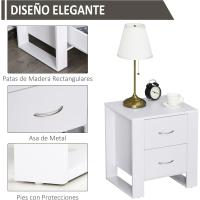 2 Cajones Patas y Base Elevada para Dormitorio Mesa Lateral para Sala de Estar Estilo Moderno 48x39x54 cm Roble - details 14