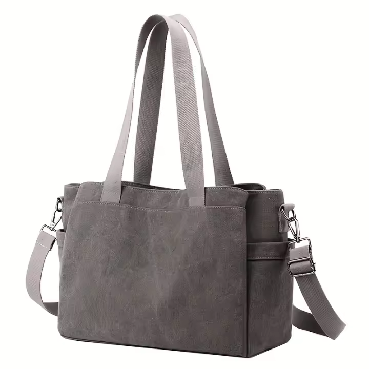 Elegante bolso de mano de lona de poliéster marrón para hombres y mujeres: bolso de hombro y bandolera informal de negocios versátil con múltiples bolsillos, perfecto para el trabajo o el uso diario, bolso cruzado pequeño - 1