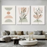 Pintura Nórdica en Líneas Geométricas para Decoración de Pared Póster de Hojas Boho Abstracto Imagen de Pintura Decorativa para Dormitorio y Hogar Marca DHROOM Material Lienzo - details 0