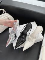 Bolsa de tacón fino de charol puntiagudo cabeza media zapatillas mujer desgaste nueva plata tacón alto medio Toller zapatos individuales - details 15