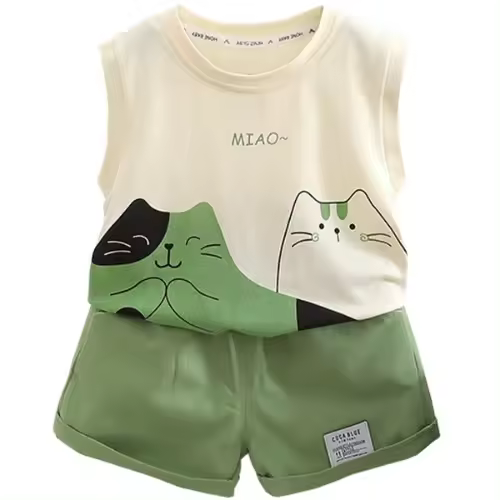 Ropa de verano para bebés niños y niñas conjunto de 2 piezas camiseta + shorts moda infantil ropa de bebé recién nacido talla 4-6 años - 1