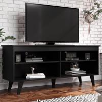 Mueble Moderno para Sala de Estar 4 Estantes de Almacenamiento Grande para Televisores de 55 Pulgadas 136 x 38 x 58 cm Madera Nero - details 1
