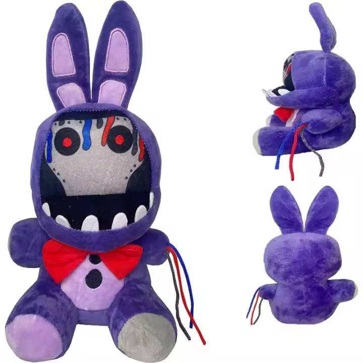Juguete de peluche marchito, muñeca morada de 11 pulgadas, colección de fans para niños, juguete de peluche de pesadilla (conejo morado marchito) - 1