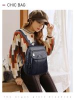 Mochila De Cuero Suave Para Mujer En 5 Colores Bolsa De Hombro Vintage Casual Viaje Mochila De Escuela Bolsa Para Damas - details 3