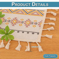 Mantel bohemio vintage con borlas, impermeable, antimanchas, de algodón y lino para protección de mesa de patio al aire libre sin arrugas. - details 24