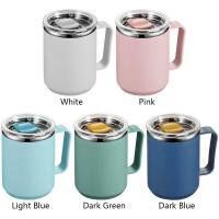 Taza de café de doble pared de acero inoxidable 304 con asa y tapa, taza aislada portátil, taza de viaje a prueba de fugas - details 4