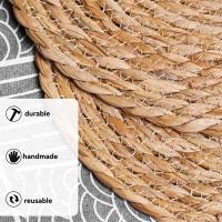 Juego de 8 manteles individuales de jacinto de agua natural, tapetes tejidos de ratán T resistentes al calor para cenar al aire libre - details 4