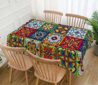 Mantel de Cerámica Talavera Mexicans Decoración de Fiesta de Navidad Impermeable, Reutilizable para Mesa de Cocina - details 1