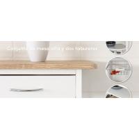 conjunto de mesa alta y dos taburetes