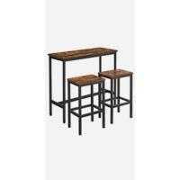 Mesa de Bar con Taburetes, Mesa Comedor con 2 Sillas, Mesa Cocina Pequeña, Taburetes de Barra, para Comedor, Cocina, Marrón Rústico y Negro Tinta LBT017B01 - details 7