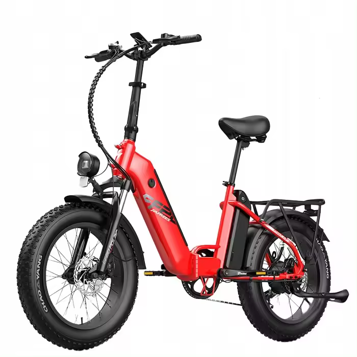 Discos mecánicos, pantalla LCD a color, motor de 860W, batería de 48V 20.8AH, suspensión delantera, alcance de 96-115km, neumático inflable de 20*4.0 pulgadas, rojo - 1