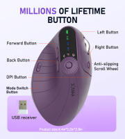 Ratón Vertical inalámbrico ergonómico con botón de ajuste de función, ratón recargable de 8 botones para Win/IOS/Android, modo Dual, BT5.0 - details 4