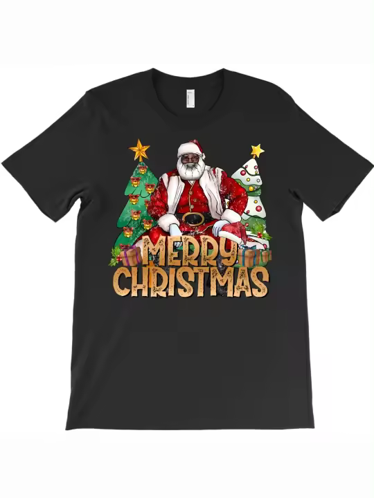 Camiseta de Papá Noel de Feliz Navidad, regalo para papá, manga corta con cuello redondo suave y cómoda, 230g - 1