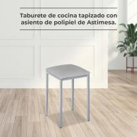 Taburetes de Cocina tapizados - Estructura sólida y firme - Estructura color aluminio y asiento en polipiel - Color del asiento: gris. Contenido: 2 unidades. Medidas: 35 x 35 x 45 cm. - details 2