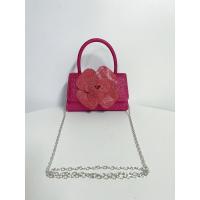 Bolso Messenger de Cuadrado Pequeño con Cadena de Flor Rosa de Diamantes de Imitación Brillantes - details 16