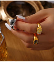 Los anillos de lujo de desplazamiento de moda con las incorporaciones de Diamantes de Colores, Maple de Titanium, Joyas Clásicas y exquisitas de anillos de pendientes para Mujeres - details 7